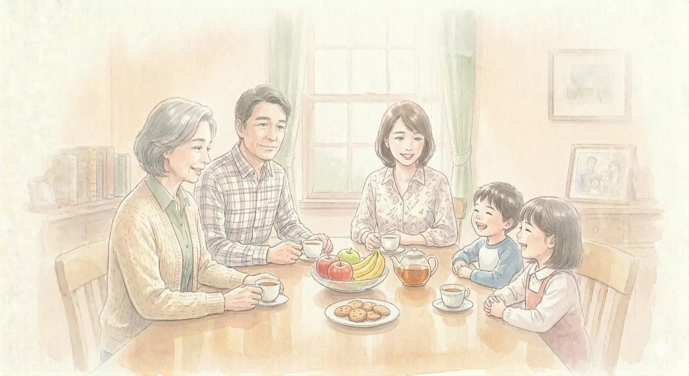 家族団らんの絵